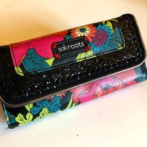 Sakroots Trifold Wallet Colorful Floral Sequins Durable Clutch Style Pocketbook